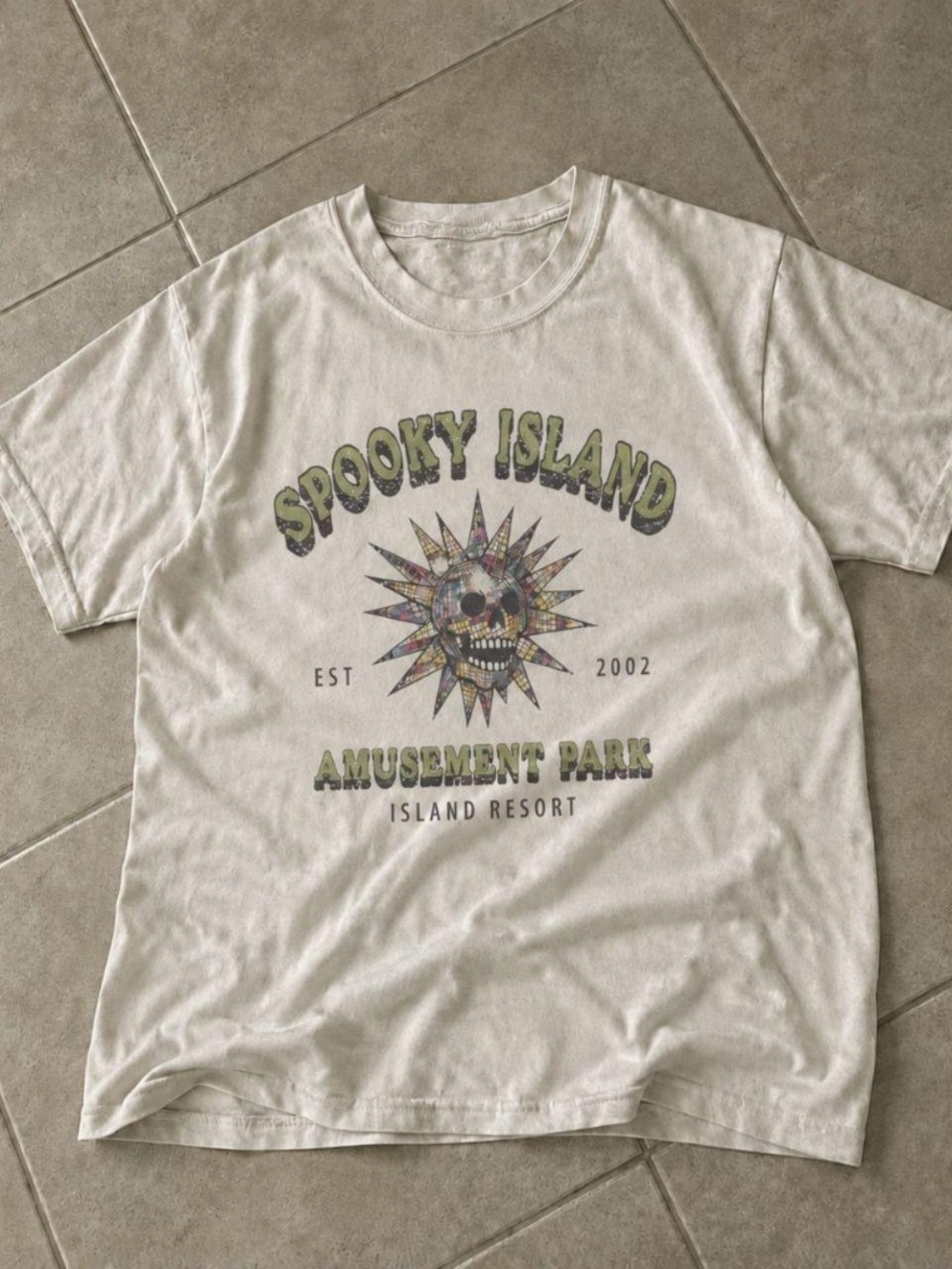 Gildan White Spooky Island Amusement Park Tee